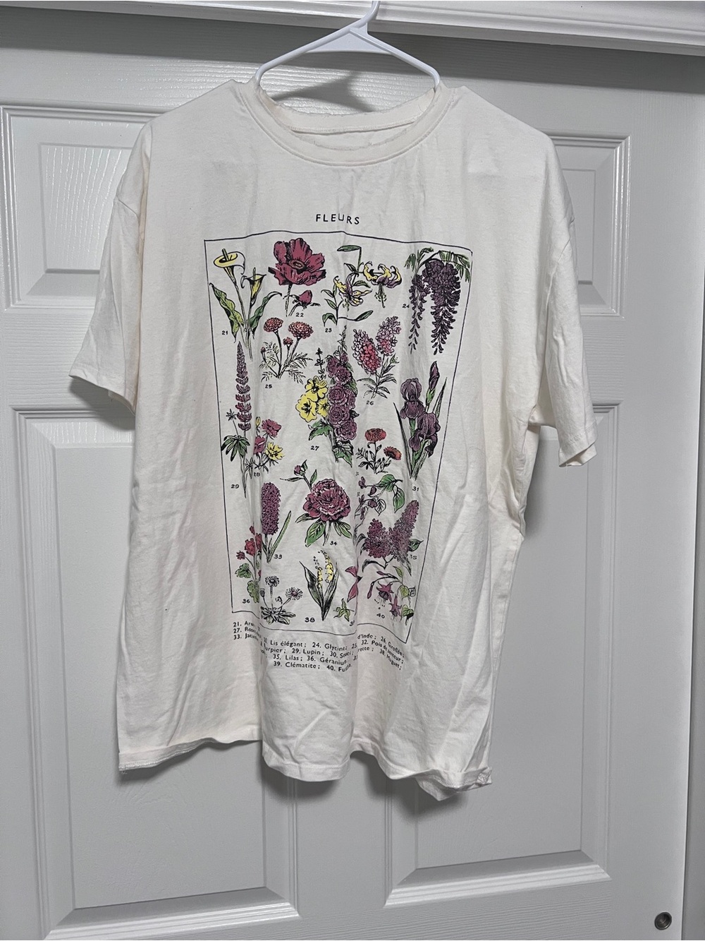 Grayson Threads Cream Tee with Purple & Green Floral Print